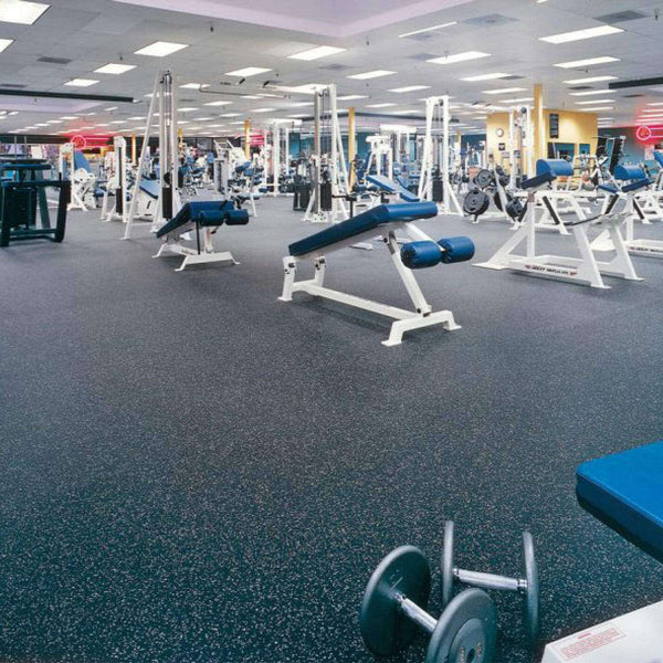 Gym floor with slip-resistant rubber surface