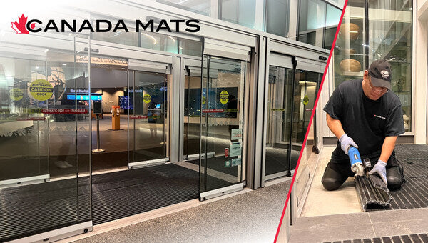 Canada Mats installing premium Aluminum mats by Geggus at the Vancouver Aquarium entrance.