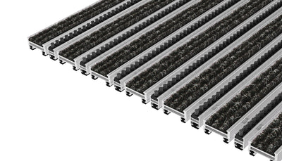 Top Clean Stabil Aluminum Entrance Matting - 17mm with Ribbed Carpet & Brush Strip