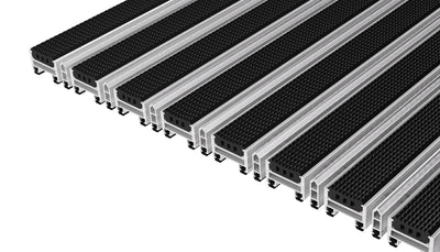 Top Clean Stabil Aluminum Entrance Matting - 22mm with Grooved Rubber & Scraper Bar