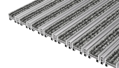 Top Clean Stabil Aluminum Entrance Matting - 22mm with Ribbed Carpet & Scraper Bar