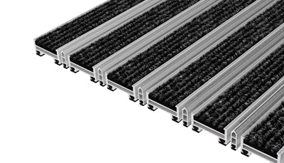 Top Clean Stabil XL Aluminum Entrance Matting - 22mm with Ribbed Carpet & Scraper Bar