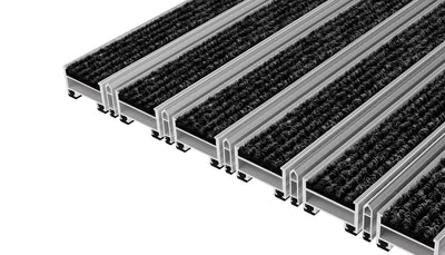 Top Clean Stabil XL Aluminum Entrance Matting - 27mm with Ribbed Carpet & Scraper Bar