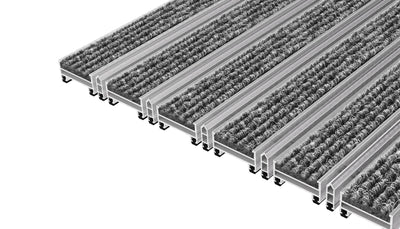 Top Clean Trend XL Aluminum Entrance Matting - 22mm with Ribbed Carpet & Scraper Bar