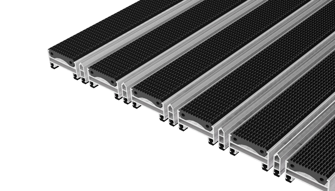 Top Clean Trend XL Aluminum Entrance Matting - 22mm with Grooved Rubber & Scraper Bar