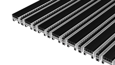 Top Clean Stabil Aluminum Entrance Matting - 22mm with Grooved Rubber & Brush Strip