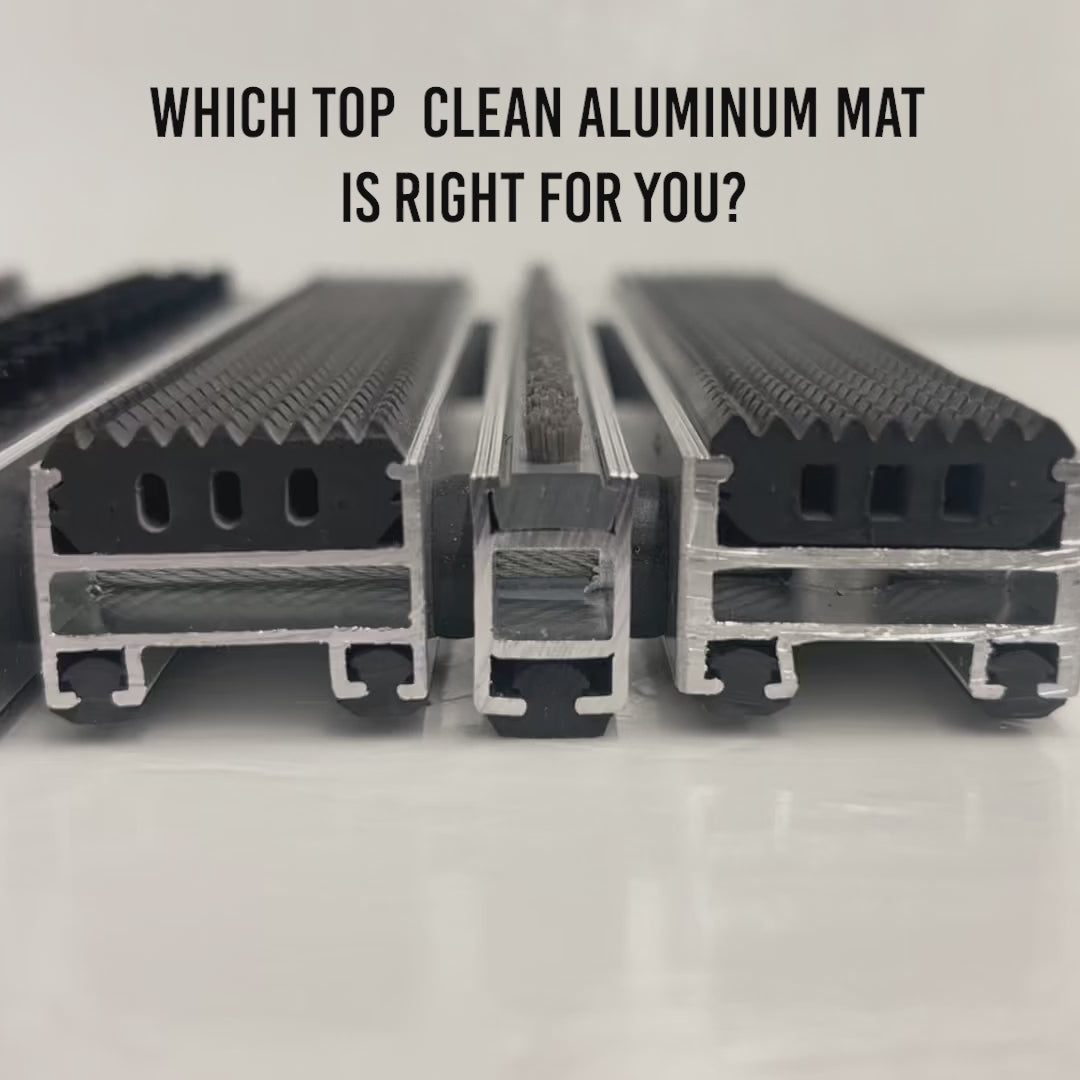 Top Clean Stabil Aluminum Entrance Matting - 17mm with Ribbed Carpet & Scraper Bar