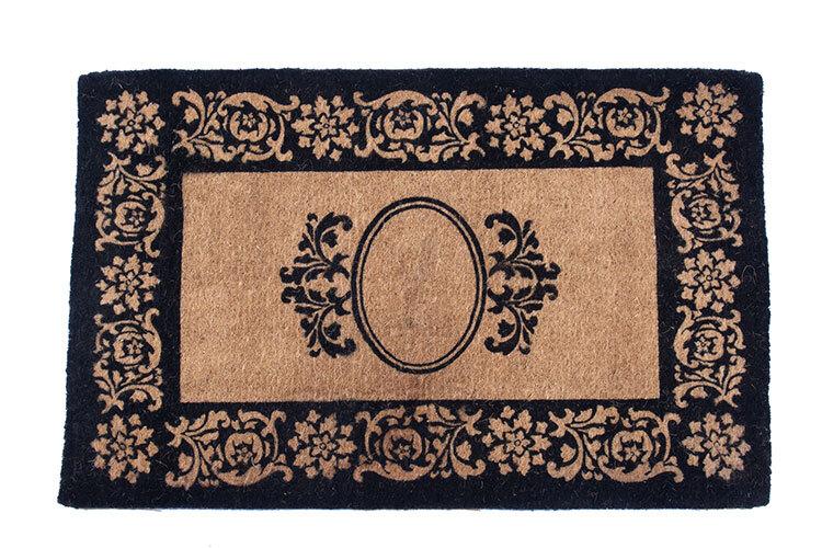 Black Flowering Scrolls with Monogram Circle 38" X 60"