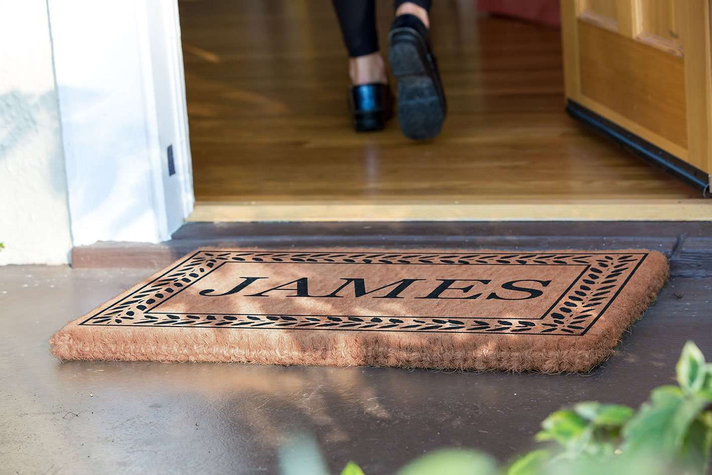 Leafy Vines Border Personalized Doormats