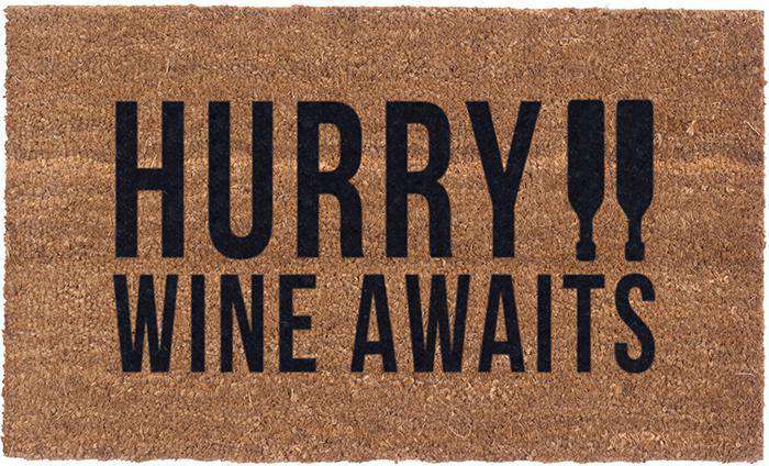Wine Awaits Vinyl Coir Doormat
